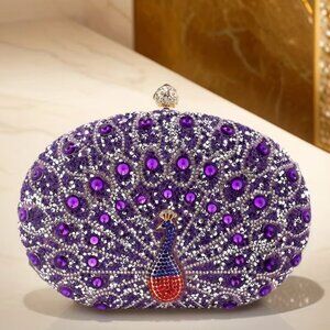 NWOT - Elegant Peacock Embellished Evening Bags For Women, Vintage Style Handbag